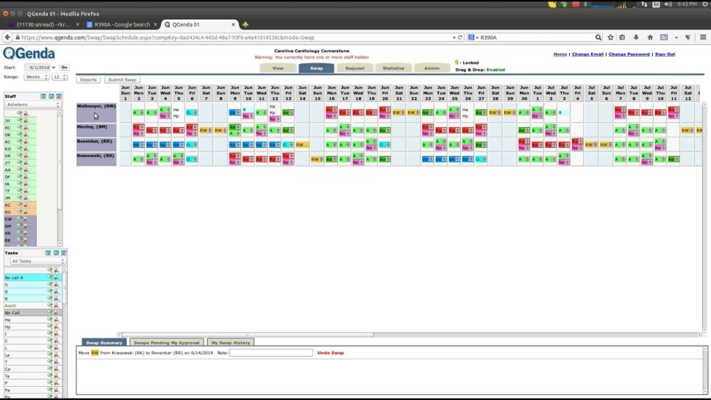 QGenda Practise Management Software Screenshot