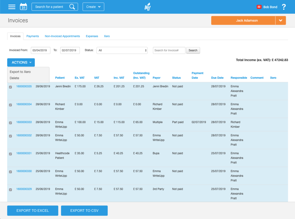 WriteUpp Practise Management Software  Screenshot