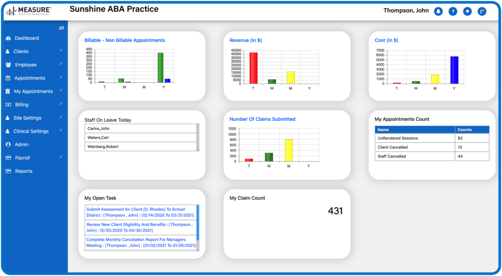 MeasurePM ABA Practice Management Software Screenshot
