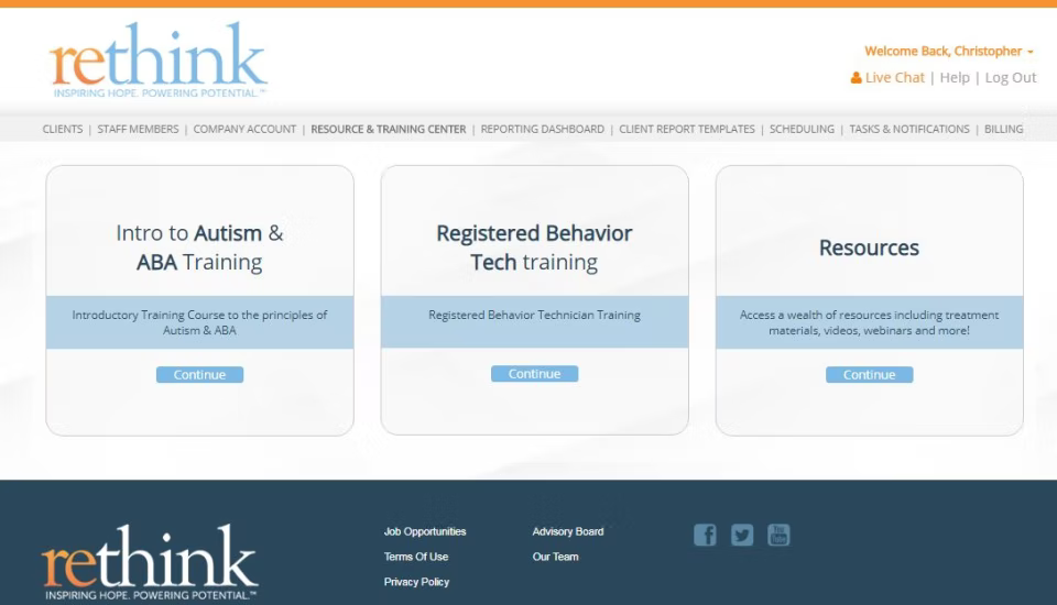 rethink aba practice management software for large practices screenshot
